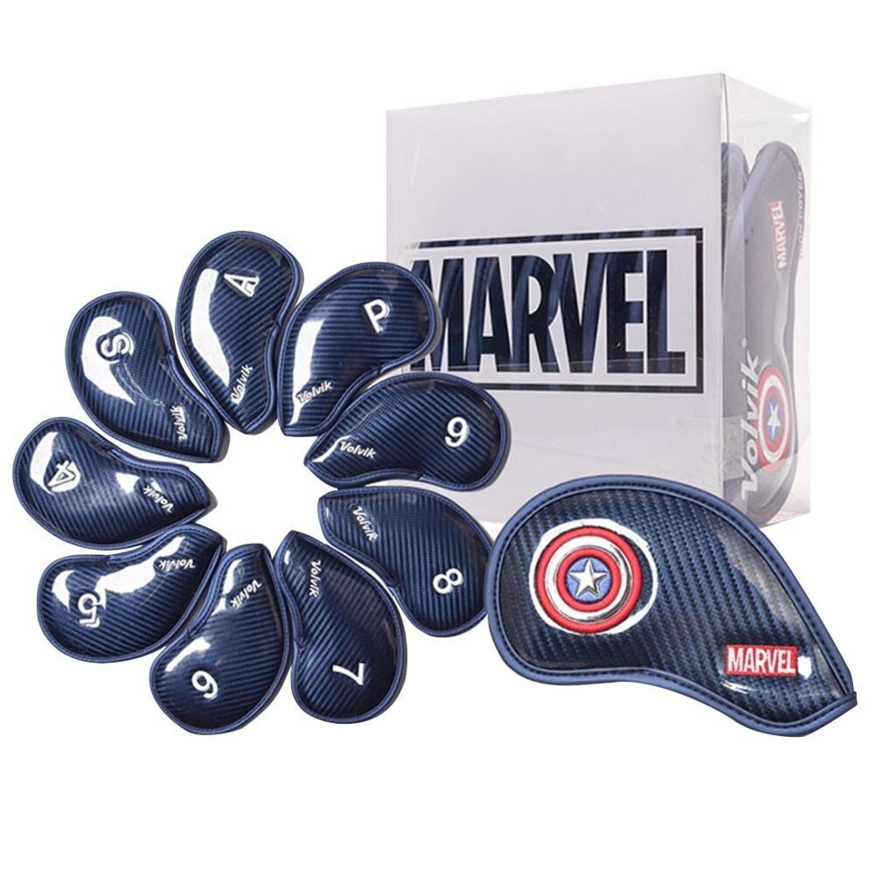 Lot de 9 couvres-club pour fer Volvik Marvel Captain America
