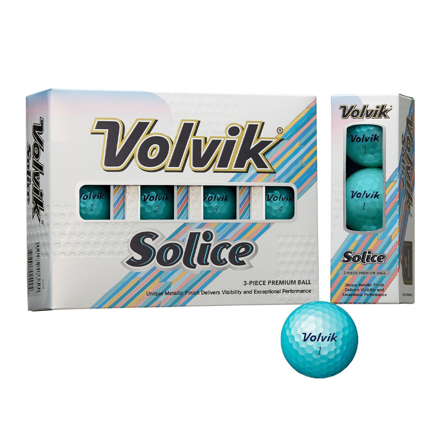 Lot de 12 balles de golf Volvik Solice bleue